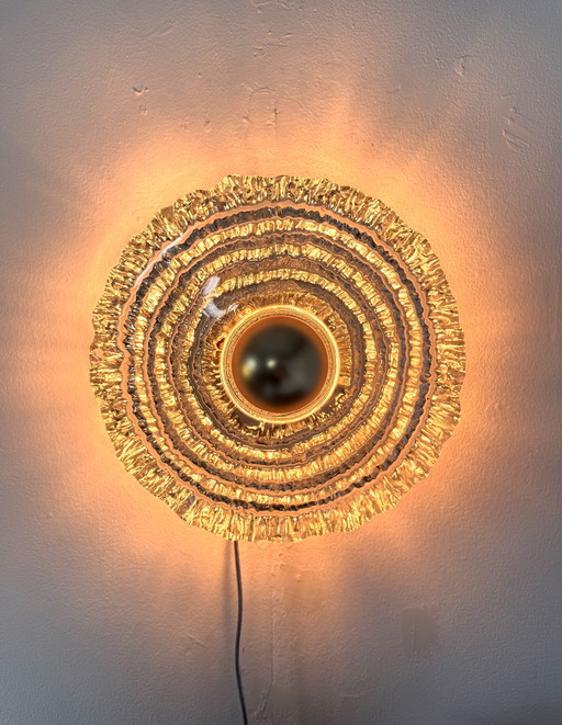 Applique murale vintage en verre dépoli, Peil & Putzler, années 1970