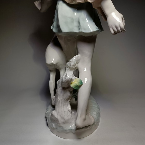 Hutschenreuther - Semi-nude Lady and Deer - 52,5cm - Porcelain, Sculpture, Creme (photo 16 of 22)