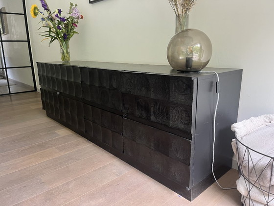 2x Brutalist Cabinet in Black Stained Oak by J. Batenburg for Mi Belgium circa 1969 – Jean Batenburg (photo 4 of 7)