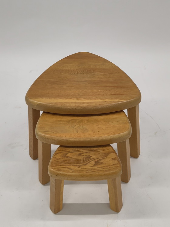 Image 1 of Tavolini brutalisti in legno di quercia