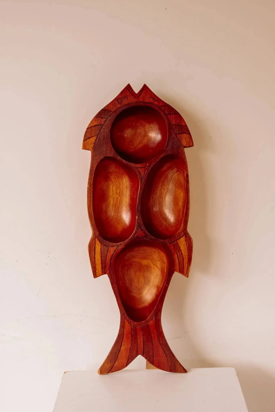 Large wooden aperitif board in the shape of a fish. – Table accessories, Vintage (photo 6 of 6)