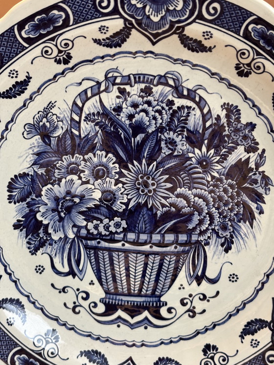 Image 1 of Set aus 2 großen Delfter-blauen Dekortellern (BOCH 40 cm), ca. 1930–1960