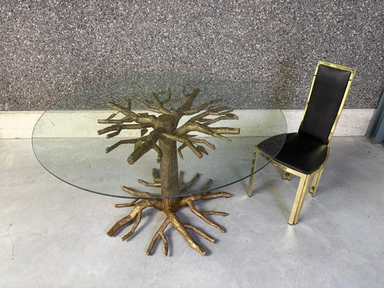 Mesa de comedor con forma de rama de árbol, década de 1980. – Mesas de comedor, Glass, Metal (photo 13 of 16)