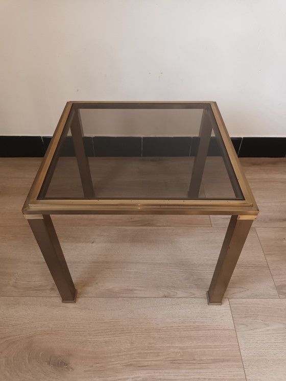 Image 1 of Table d'appoint en bronze avec verre fumé
