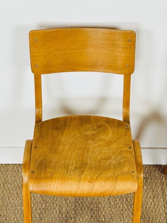Image 1 of Paire de Chaises d'École Vintage en Bois Courbé, Angleterre, 1950