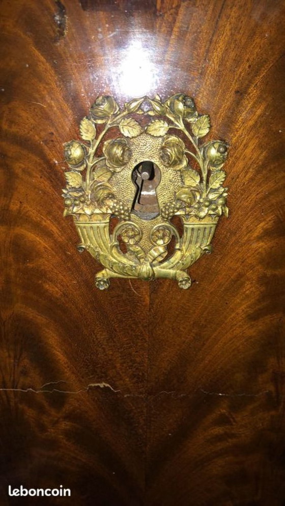 Secretary desk, Charles X period, flamed mahogany – Filing cabinets, Wood (photo 8 of 8)