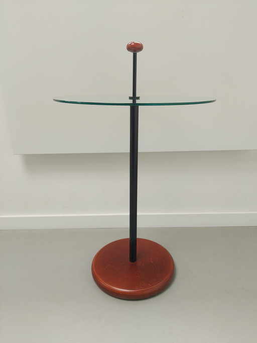 Table d'appoint ronde postmoderne avec plateau en verre