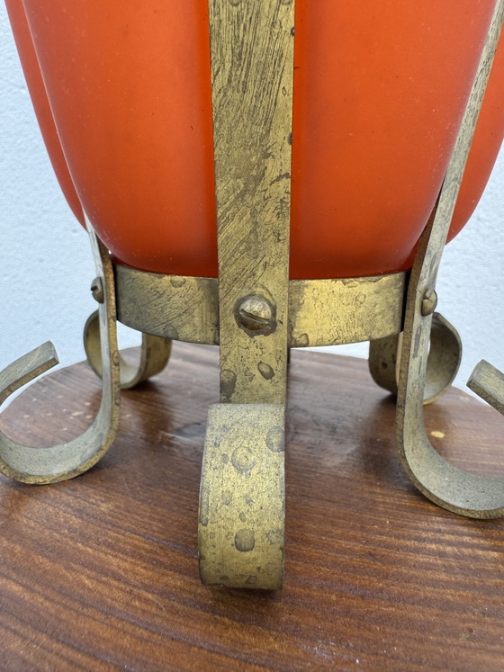 Vaso in pasta di vetro satinato con montatura in ottone anni '60 – Vasi, Glass, Brass (photo 13 of 15)