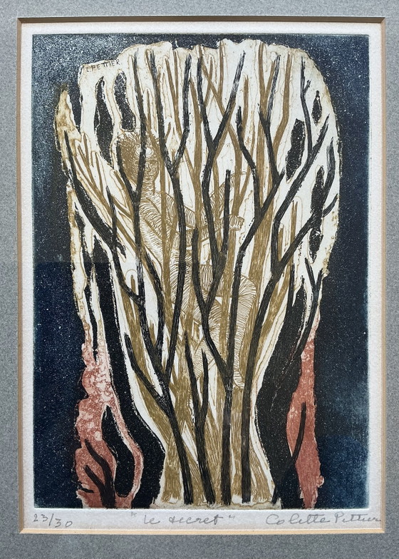 Colette Pettier - Le Secret, aguafuerte y aguatinta de 1966 – Pinturas y dibujos, Paper (photo 4 of 11)