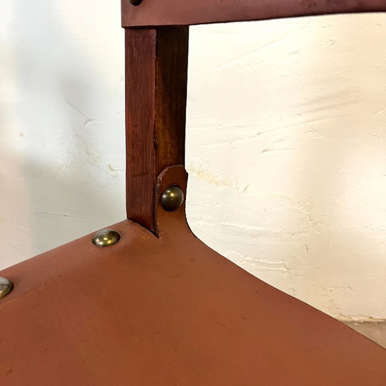 Image 1 of Spanish chair in leather and carved wood, 1950s/60s