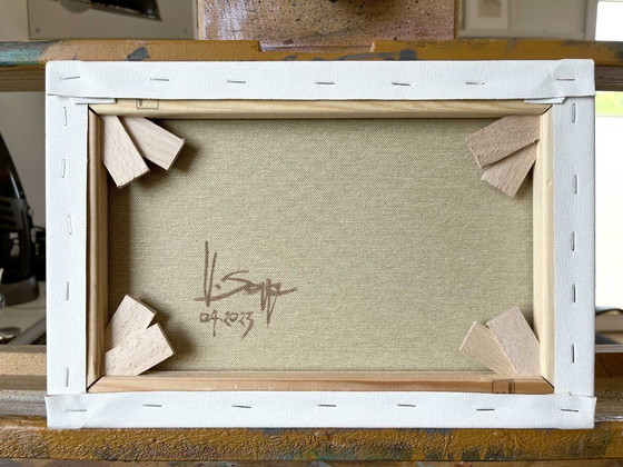 Image 1 of Blue Avenue, unique piece, painting, hand-painted one-of-a-kind, 30 x 20 cm, acrylic paint on canvas