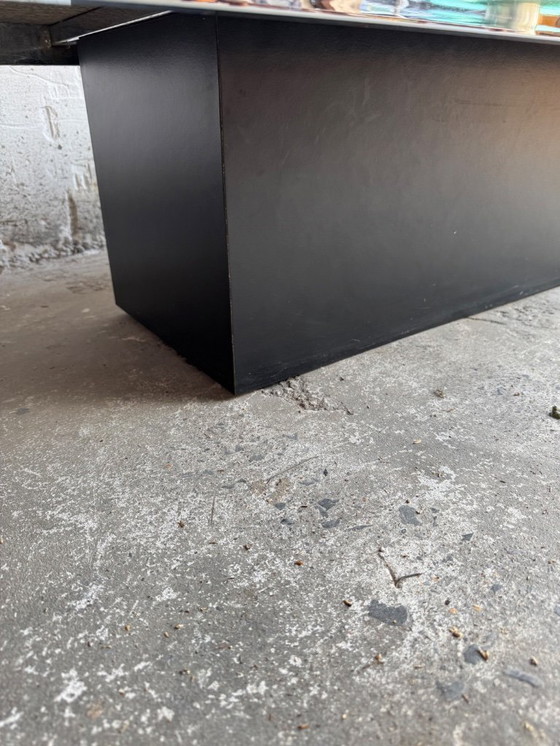 Image 1 of Tavolino rettangolare vintage con piano in terrazzo nero