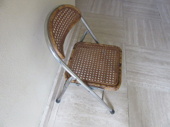 Image 1 of Child's chair chrome bamboo/rattan vintage modernist 70's