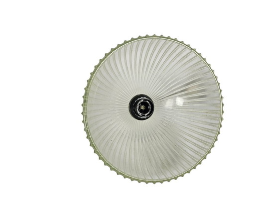 Image 1 of Lampada a sospensione Prisma massiccia, vetro rigato, Belgio, anni '70