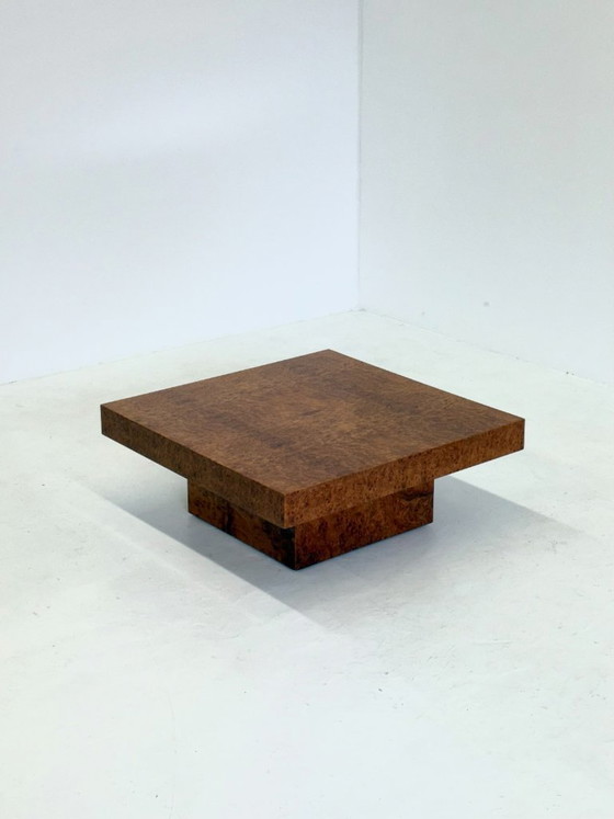 Image 1 of Square coffee table by Fratelli Turri with burl wood