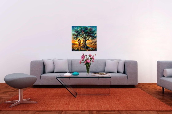 Image 1 of Impressionist nude painting on canvas "A Moment of Eternity" / (80x80) cm