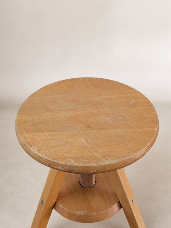 Image 1 of Sgabello allungabile vintage anni '70 in legno massello