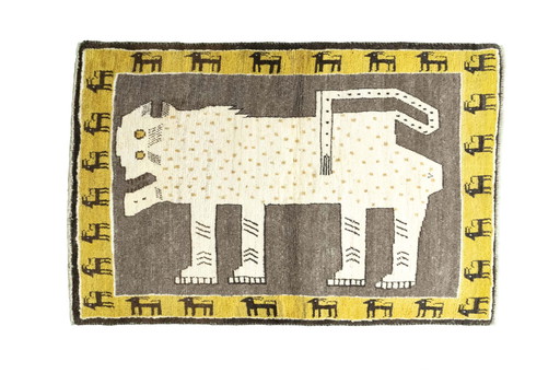 Handgeknoopt Nomadisch Gabbeh tapijt - 153 x 102 cm - dierenmotief