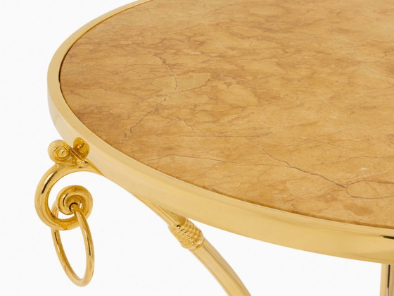 Image 1 of Maison Charles set di 4 tavoli gueridon in ottone e marmo anni '60