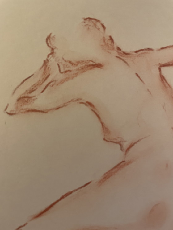 Image 1 of Ritratto femminile firmato su lavagna "Pensieri"