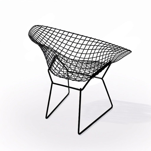 Sedia Bertoia Diamond originale nera vintage in ottime condizioni