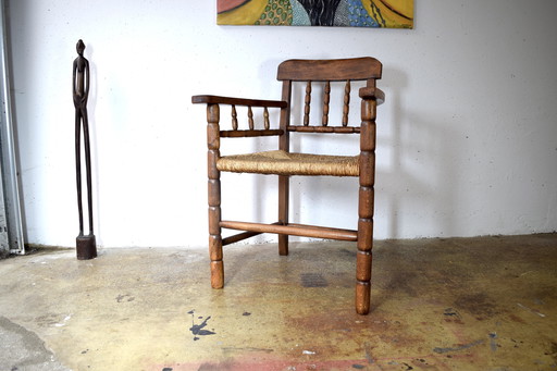 1920s Rustic Antique Armchair Wicker Chair Sedia vintage