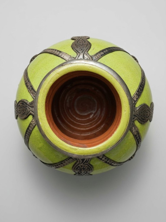 Vaso in terracotta verde anice e metallo – Decorazione marocchina – 24 cm – Vasi, Ceramic, Iron (photo 4 of 8)