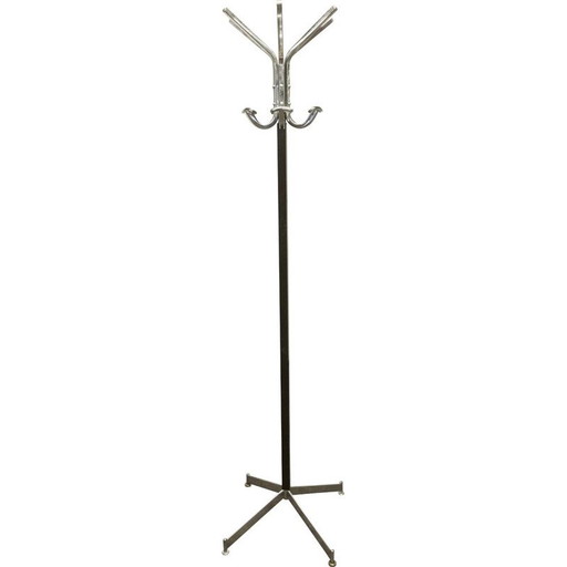 Appendiabiti industriale a forma di pappagallo, stile metà secolo, cromato e nero, 1960