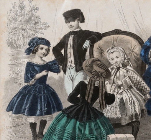 Antique Hand-Colored Fashion Print 19th Century – Le Journal Des Dames – kunst, Glass, Paper (photo 2 of 5)