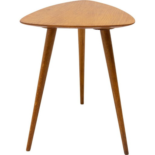 Vintage tripod stool in beechwood, Czechoslovakia 1960s