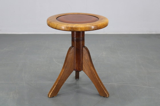 Image 1 of 1950s Piano Bentwood Beech Stool, Czechoslovakia