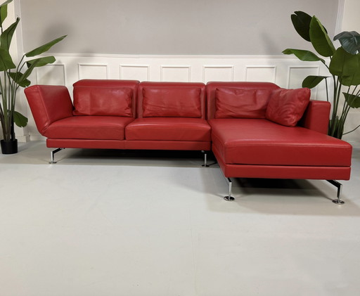 Brühl Moule corner sofa leather sofa red thick leather guest bed