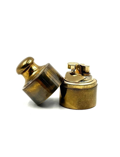 Briquet de table en laiton, en forme de poids, Mauro Manetti, Italie, 1970