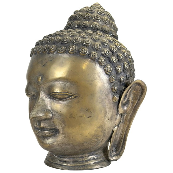 Bronze Buddha Head in Shan Style – Hand-cast Sculpture 31 cm (photo 8 of 11)