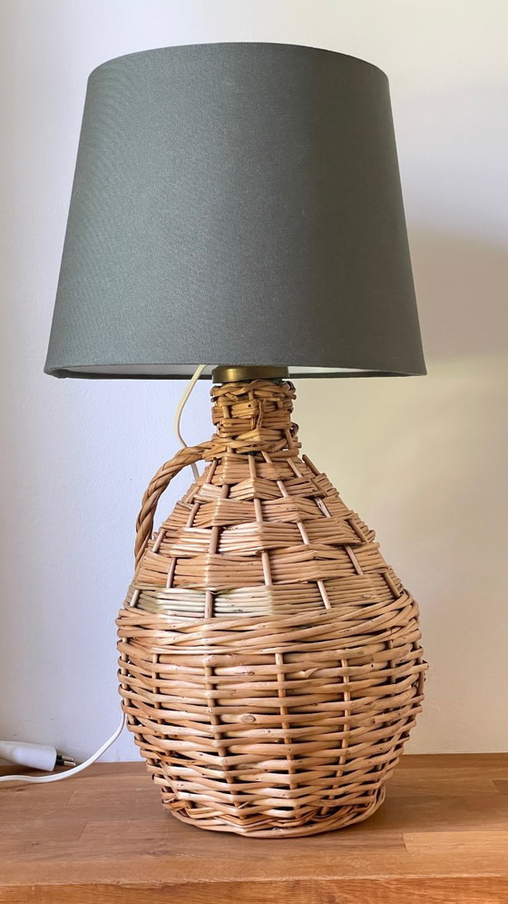 Image 1 of Dame Jeanne vintage rattan lamp