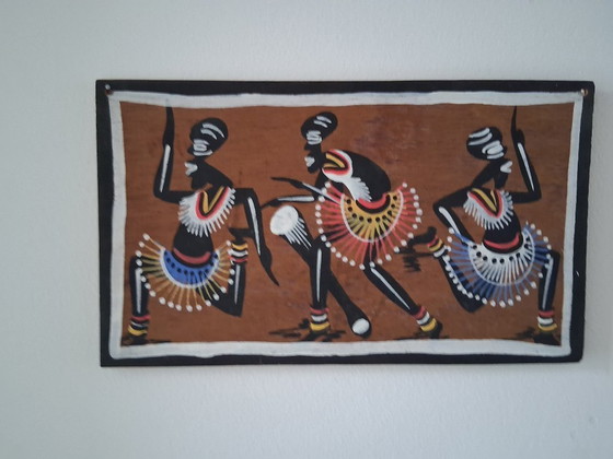 Image 1 of Set di 7 dipinti africani su legno (Fidos, anni '50 - '60)