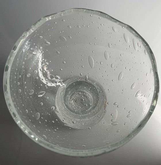 Image 1 of Vintage verre à bulles Bubbleglass Vase/ bol de la Tchécoslovaquie avec étiquette originale, état top MidCentury Space Age