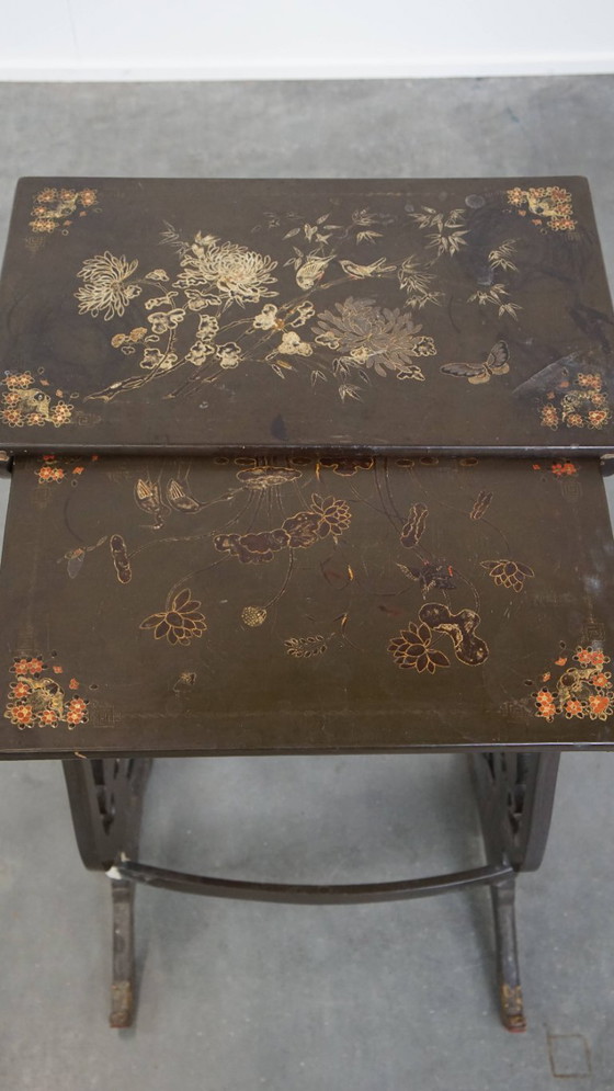 Image 1 of 2 x Vintage Japanese lacquerware side tables