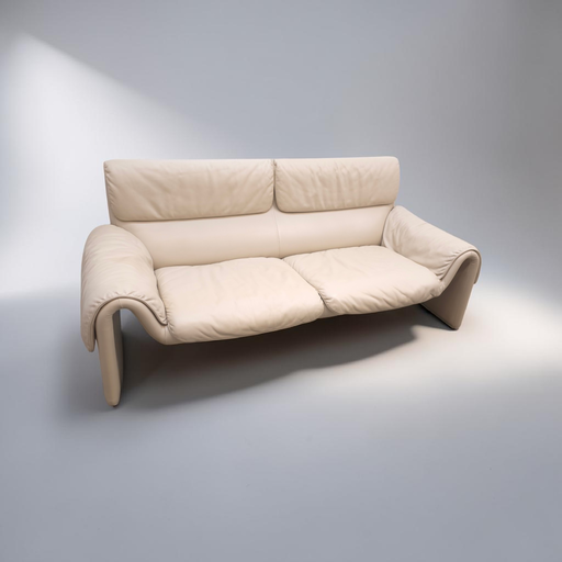 Canapé design en cuir De Sede ds 2011, canapé deux places beige