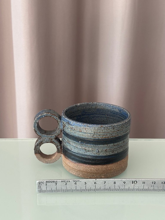 Coppia di tazze vintage in ceramica danese – Tazze in gres danese – Smaltate di blu – Stoviglie (photo 3 of 9)