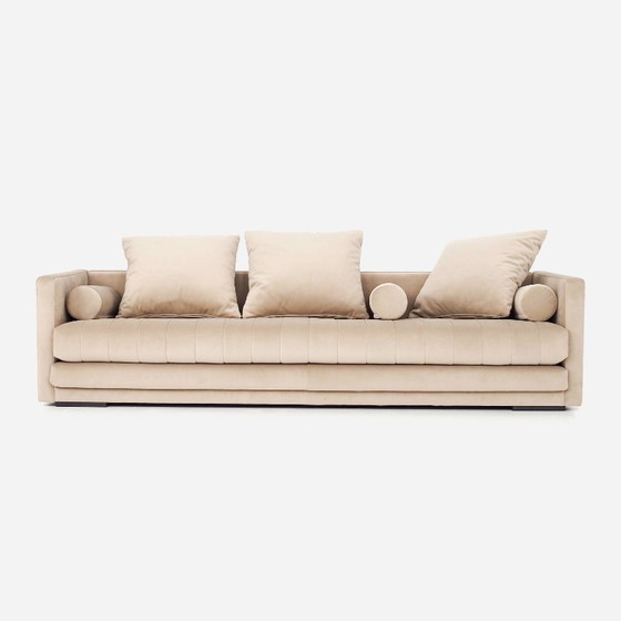 Image 1 of Sofa KOPENHAGA beige velour, Scandinavian design