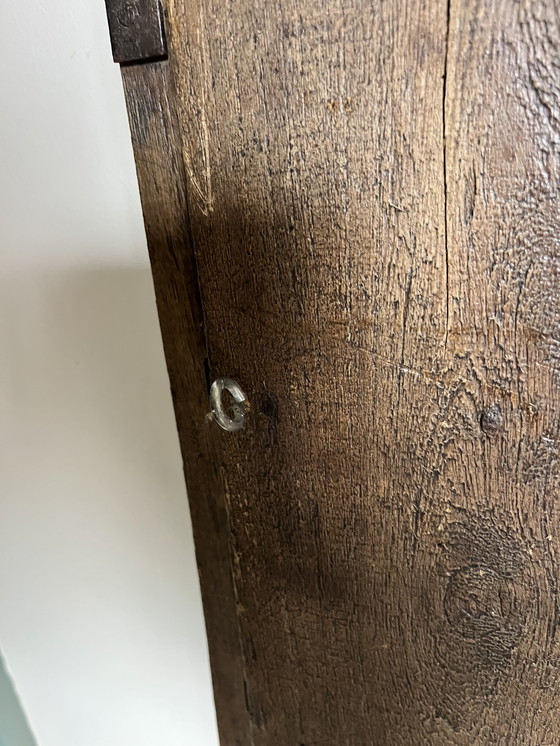 Image 1 of Rustic Narrow Wall Shelf – Old Stone Mold for Bricks – Solid Wood