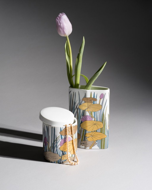 Alain Le Foll & × Tapio Wirkkala Rosenthal Porcelain Vase & Lidded-Box Set