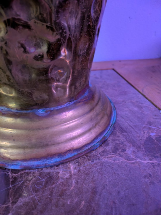 Vintage hammered brass umbrella stand, Copper, Gold (photo 3 of 6)