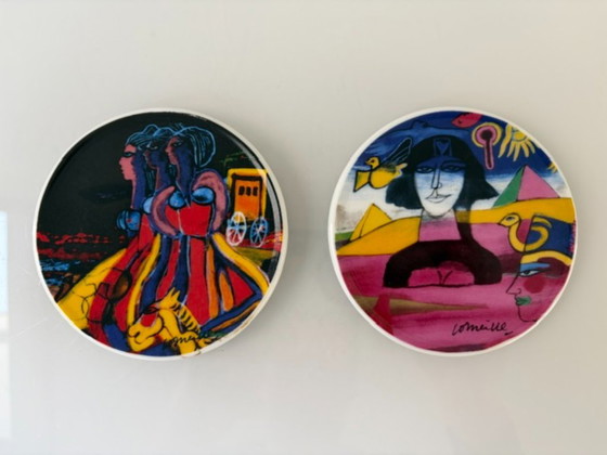 Set 2 sottobicchieri in ceramica Corneille, Arte Cobra, Accessori da tavola, Multicolore, Modern (foto 7 di 8)