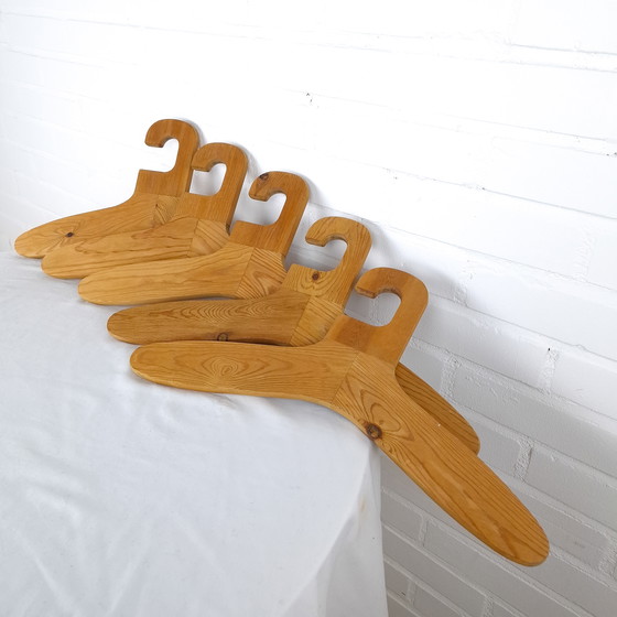 Image 1 of 5 vintage clothes hangers solid pine Sven Larsson 70s Swedish design mid-century modern