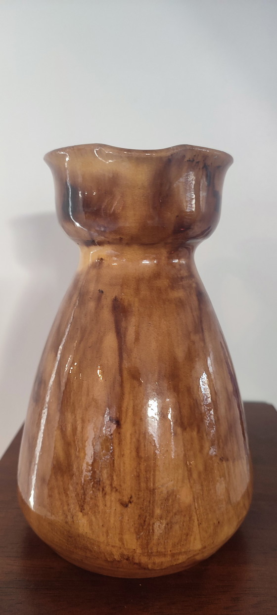 Image 1 of Vintage rustic ceramic pitcher. 1950s/1970s