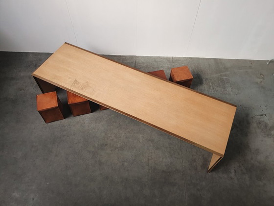 Image 1 of Oak Brass Vintage Design XL table custom made