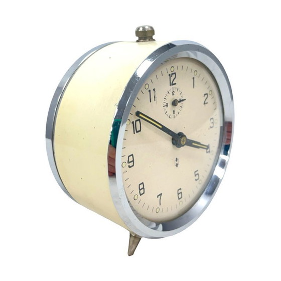 Image 1 of Vintage mechanische wekker van Haller, Duitsland, jaren 60, crèmekleurig, werkend.