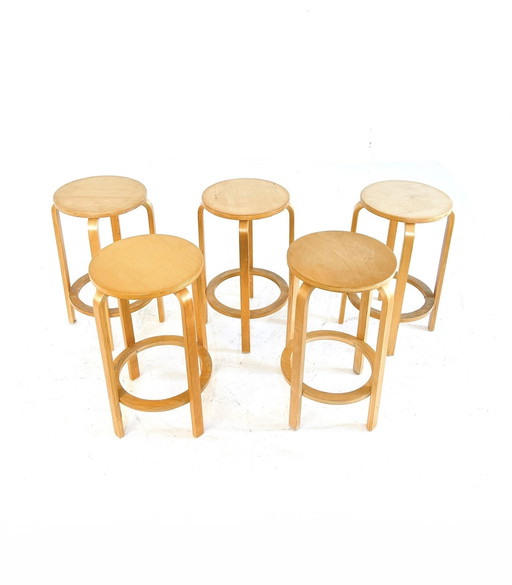 5x Tabouret de bar vintage en contreplaqué '80